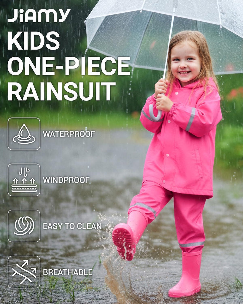 Boys Girls Waterproof Suit,Toddler Piece Raincoat with Portable Storage Bag and Reflective Strip