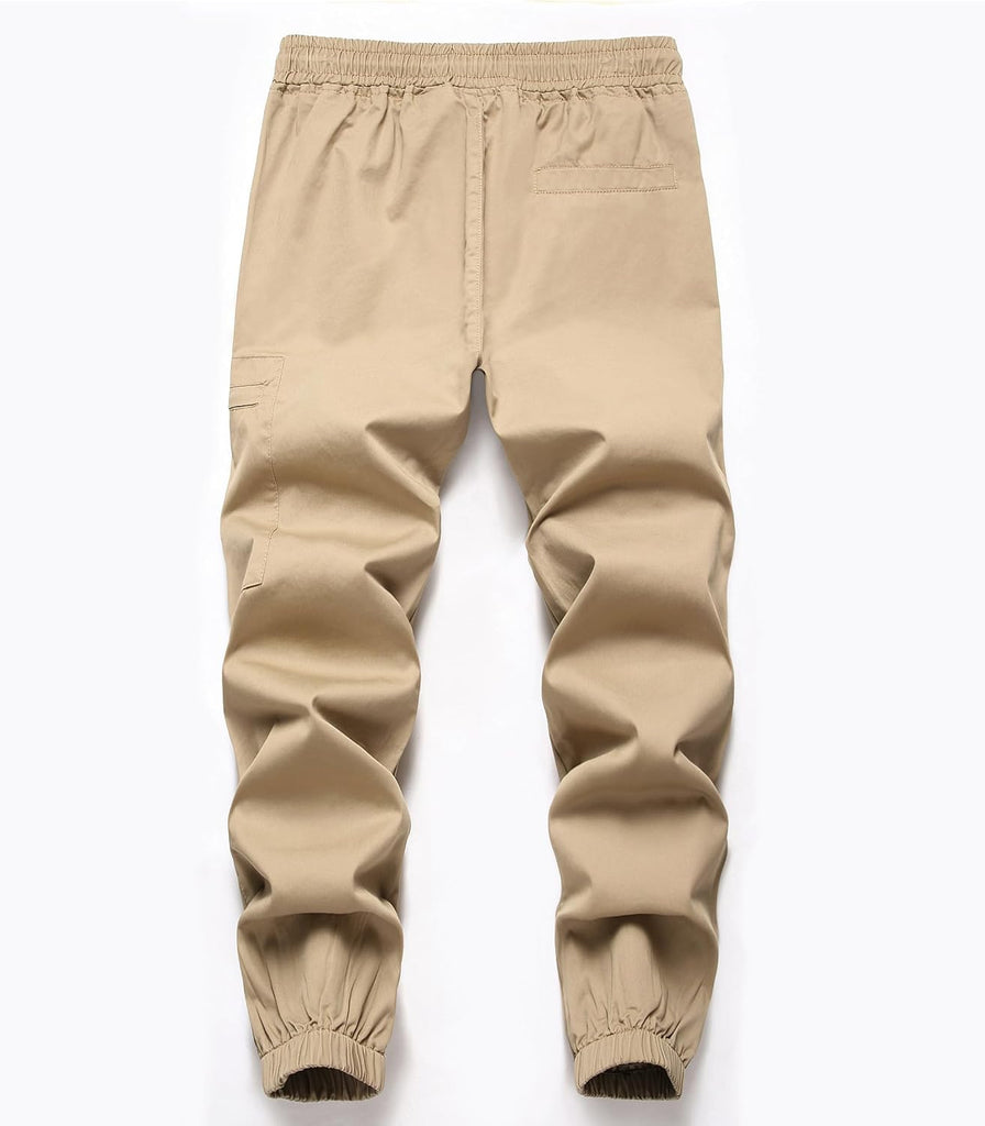 Boys Cargo Pants, Cotton Pull-On Drawstring Joggers for Kids