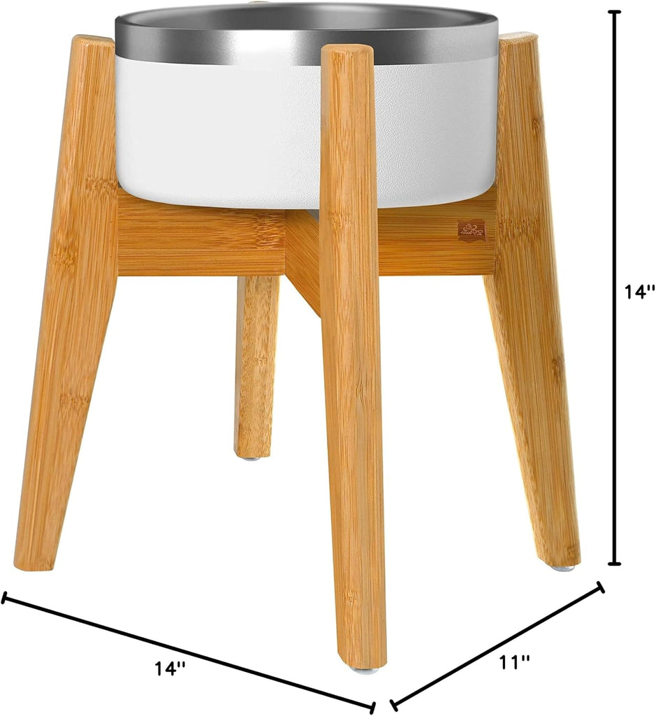 Dog Bowl Stand for Large Dogs - Adjustable, Bamboo