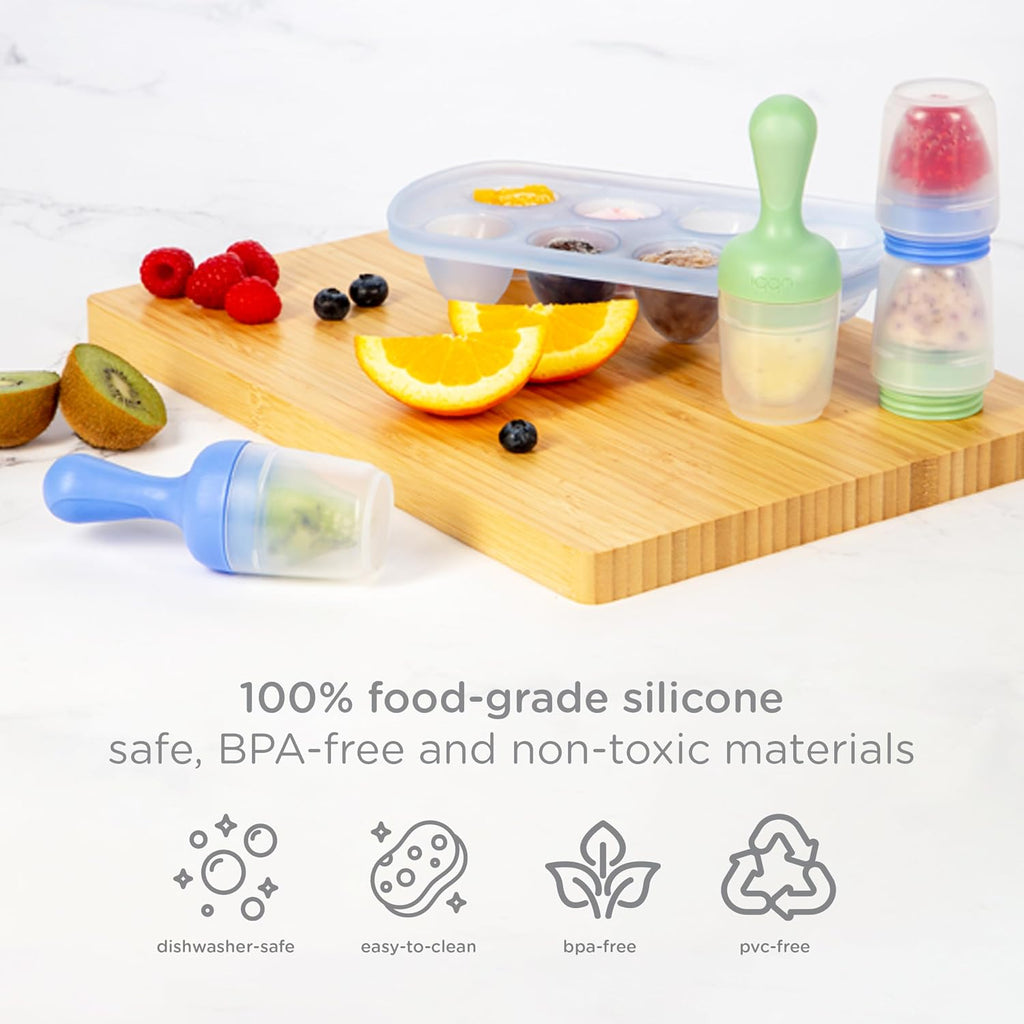 Baby Food Feeder and Freezer Tray Set, Silicone Fresh Food Feeder