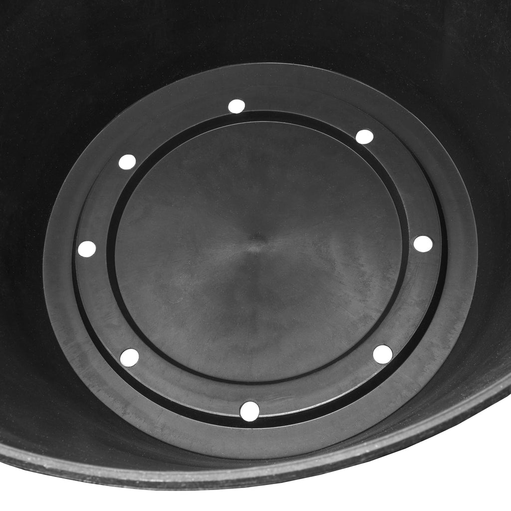 Timberline Rustic Barrel-Style Round Planter, 18in - Black, Wood-Inspired Finish for Outdoor Patio and Garden Spaces