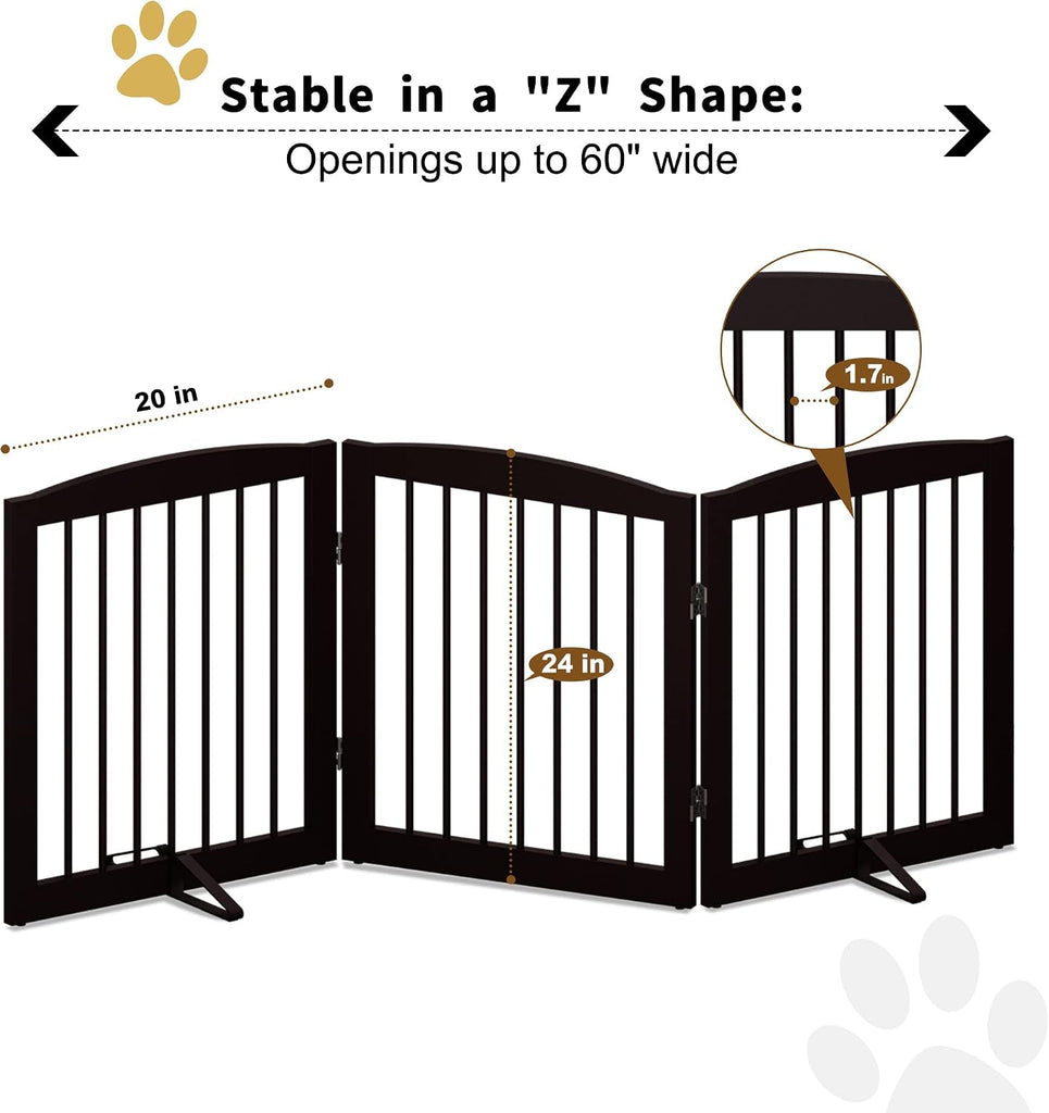 Freestanding Pet Gate for Dogs, Foldable Wooden Dog Gate, Indoor Dog Gate for Doorways, Stairs, Gates for Dogs