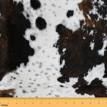 Cowhide Print Girl Woman DIY Fabric by The Yard for Craft Lovers, Abstract Animal Fur Rustic Farmhouse, Decorative DIY