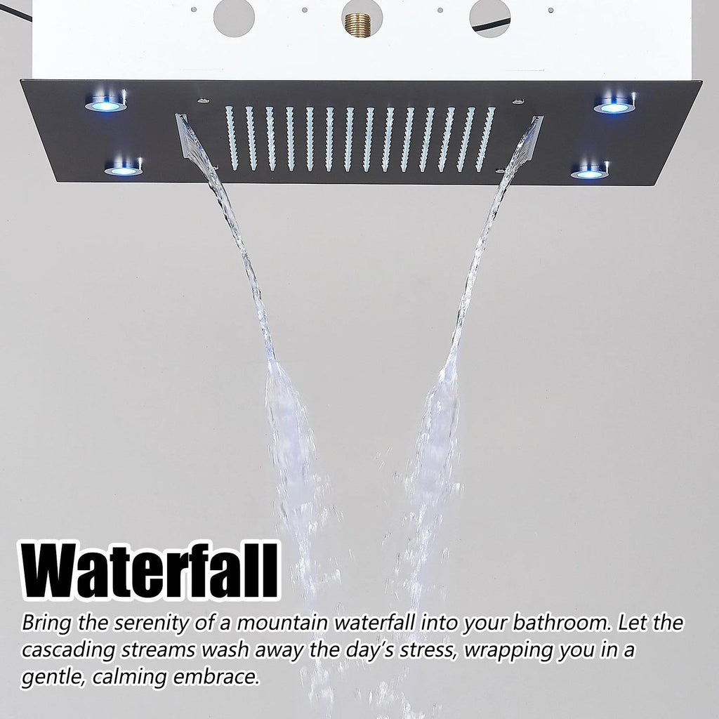 LED Ceiling Rain Shower Head with Remote Control Matte Black