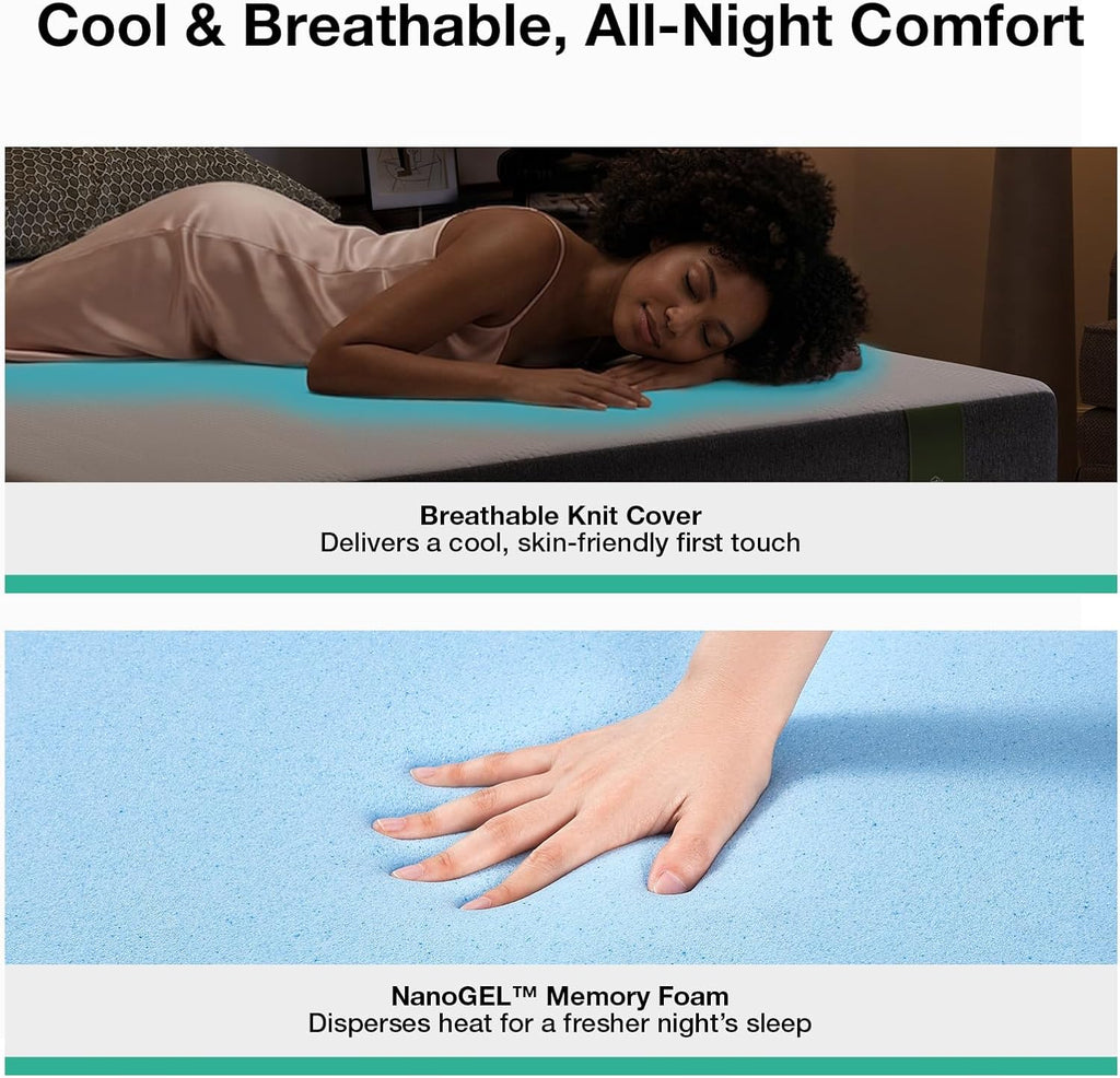 Memory Foam 12 Inch Queen Mattress in a Box | NanoGel Memory Foam, Cool Night Sleep, High-Density Support Foam, Spine