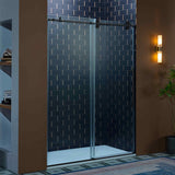 56-60" W x 80" H Frameless Single Sliding Shower Door with Double Rollers