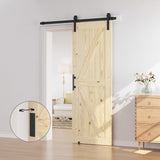 30in x 84in Sliding Barn Door with 5ft Barn Door Hardware Kit Included, Unfinished Solid Spruce Wood