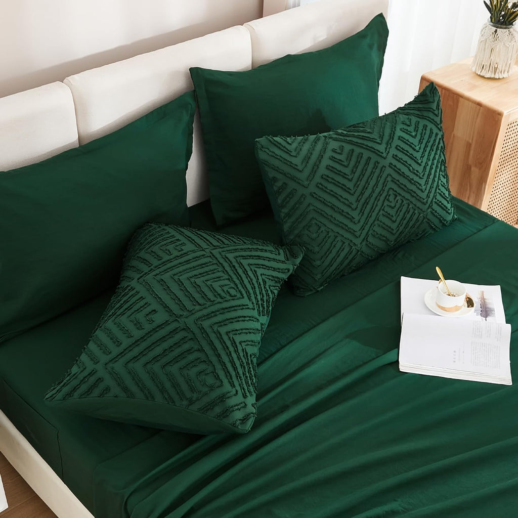 King Comforter Set 7 Pieces Dark Emerald Green