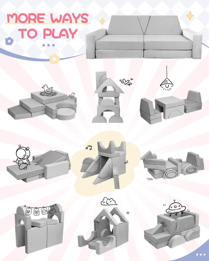 15pcs Modular Kids Play Couch,1000+ Imagination Creative Play