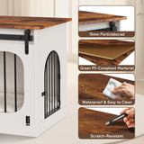 XL Dog Kennel Furniture,39.4 Inch Farmhouse Crate Furniture with Cushion Decorative White Dog Kennel Indoor Thick