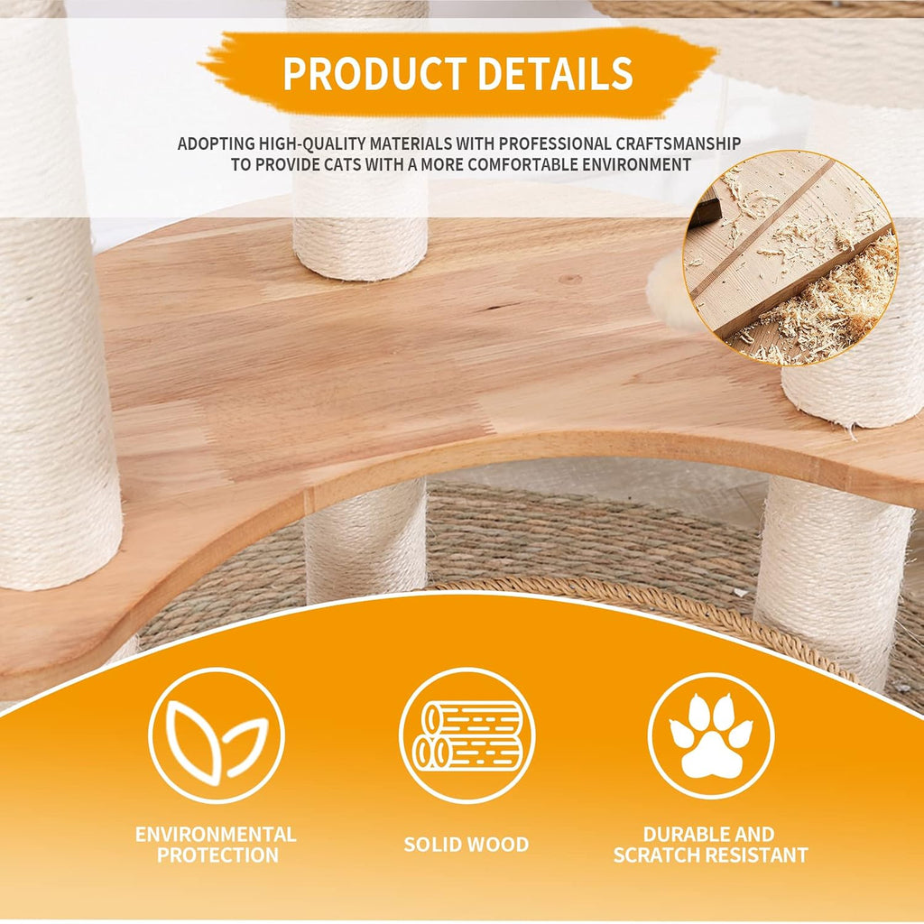 54" Modern Cat Tree Tower for Indoor Cats, Large & Multi-Cat Homes