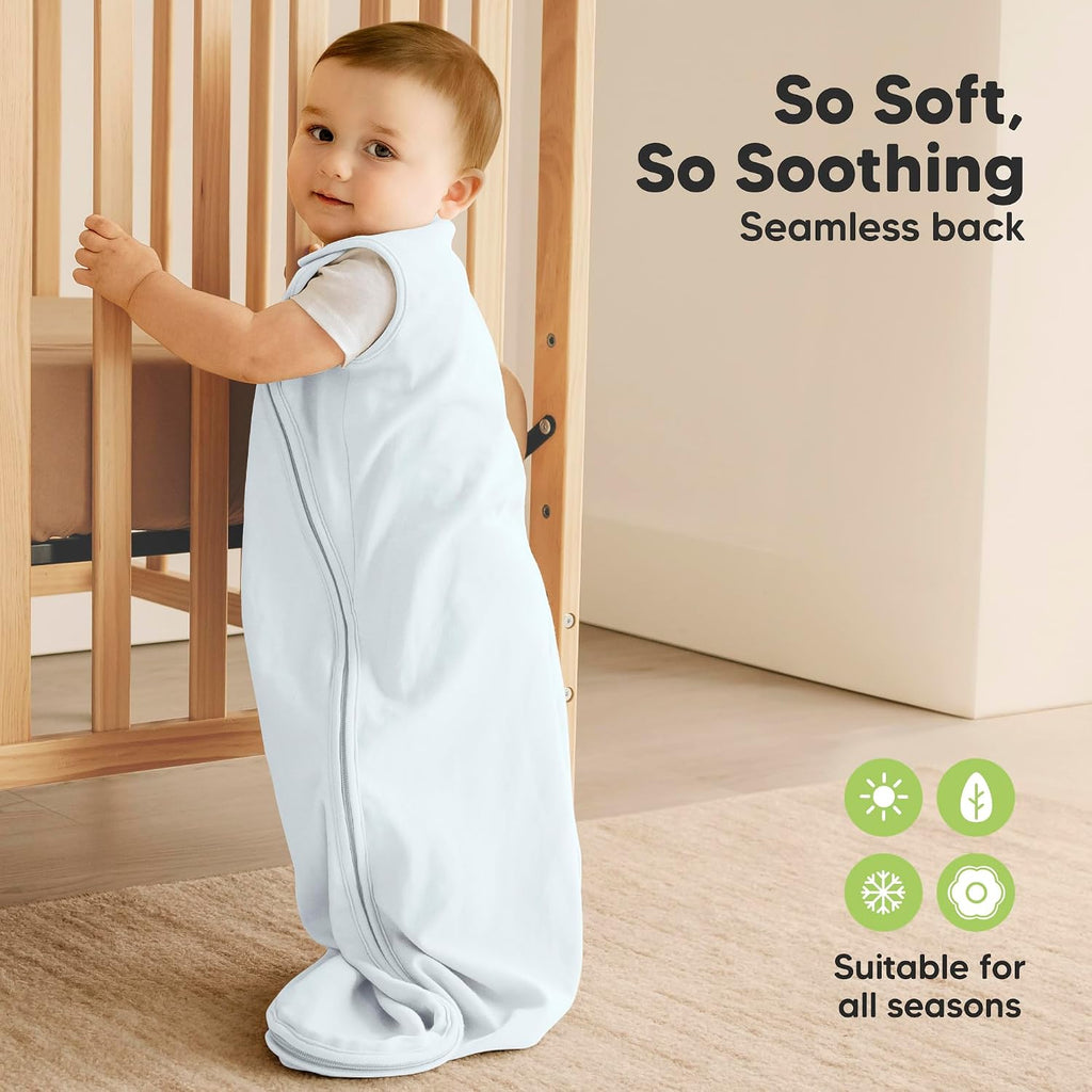 Pack Organic Baby Sleep Sacks, 100% Cotton 0.5TOG (Glacier, )