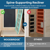 Infrared Home Sauna Room 1 Person Japanese Cedar Indoor Sauna with 7 Carbon Heaters, Red Light Therapy