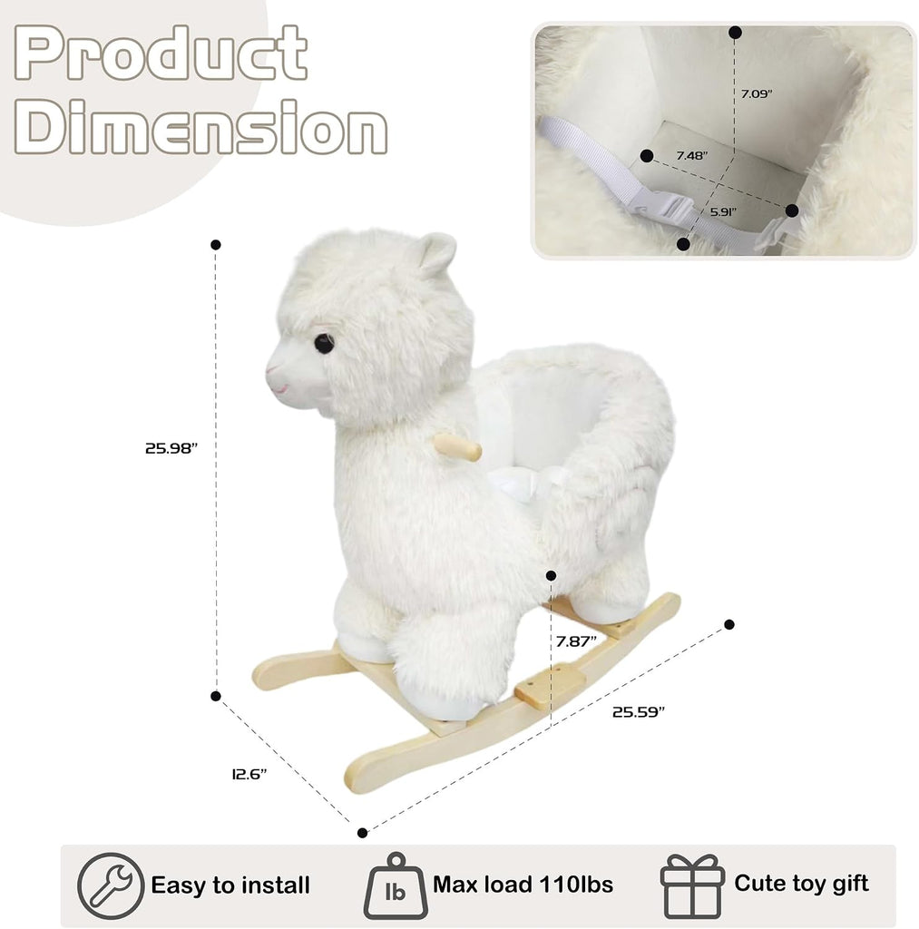 Baby Rocking Horse, Plush Alpaca Rocking Horse with Music