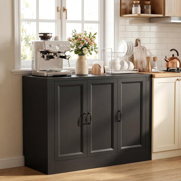 39" Modular Buffet Sideboard Cabinet, Expandable Storage Cabinet System, 3-Door Coffee Bar Cabinet with Adjustable