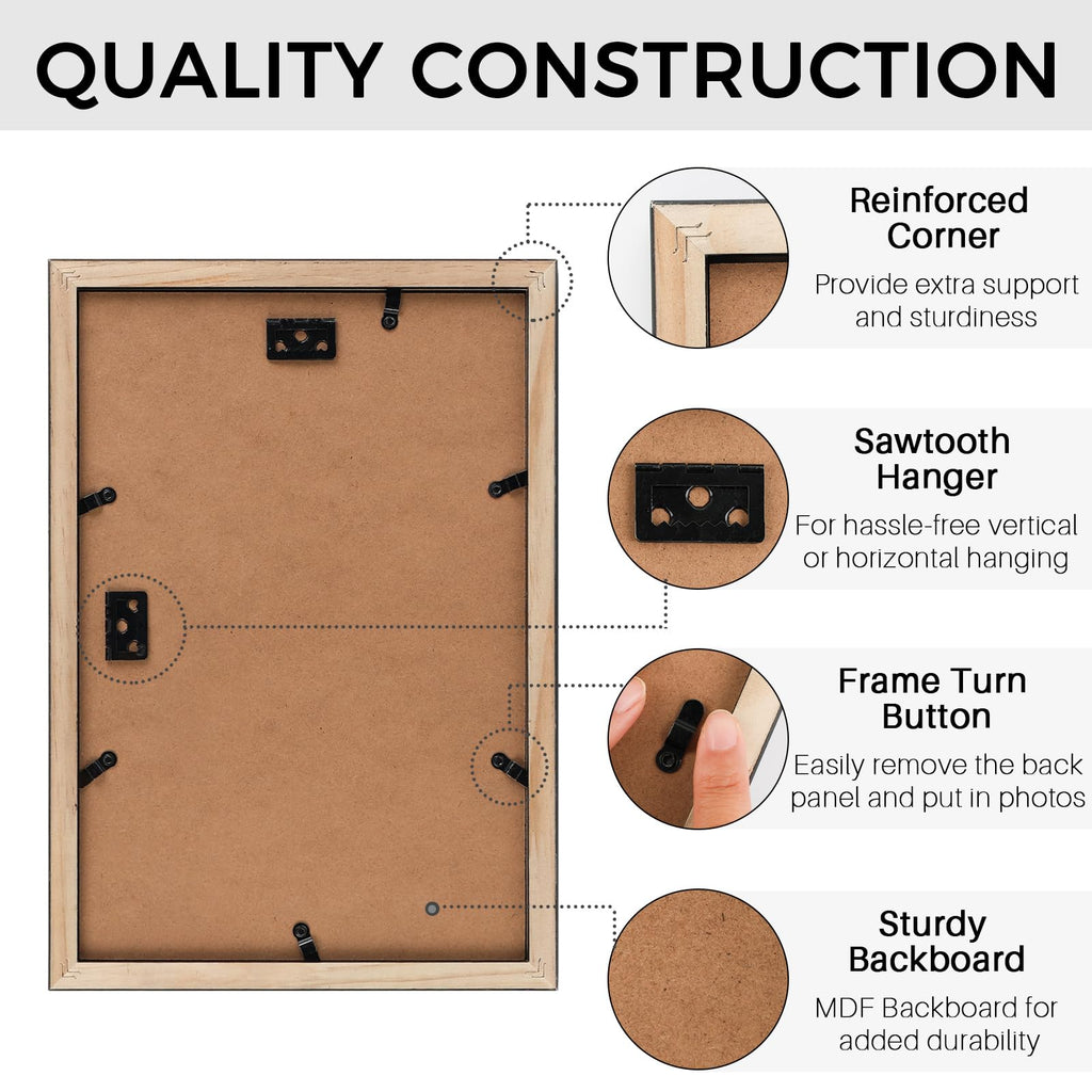 4x6 Collage Picture Frame, Solid Wood&Real Glass, 2 Photos