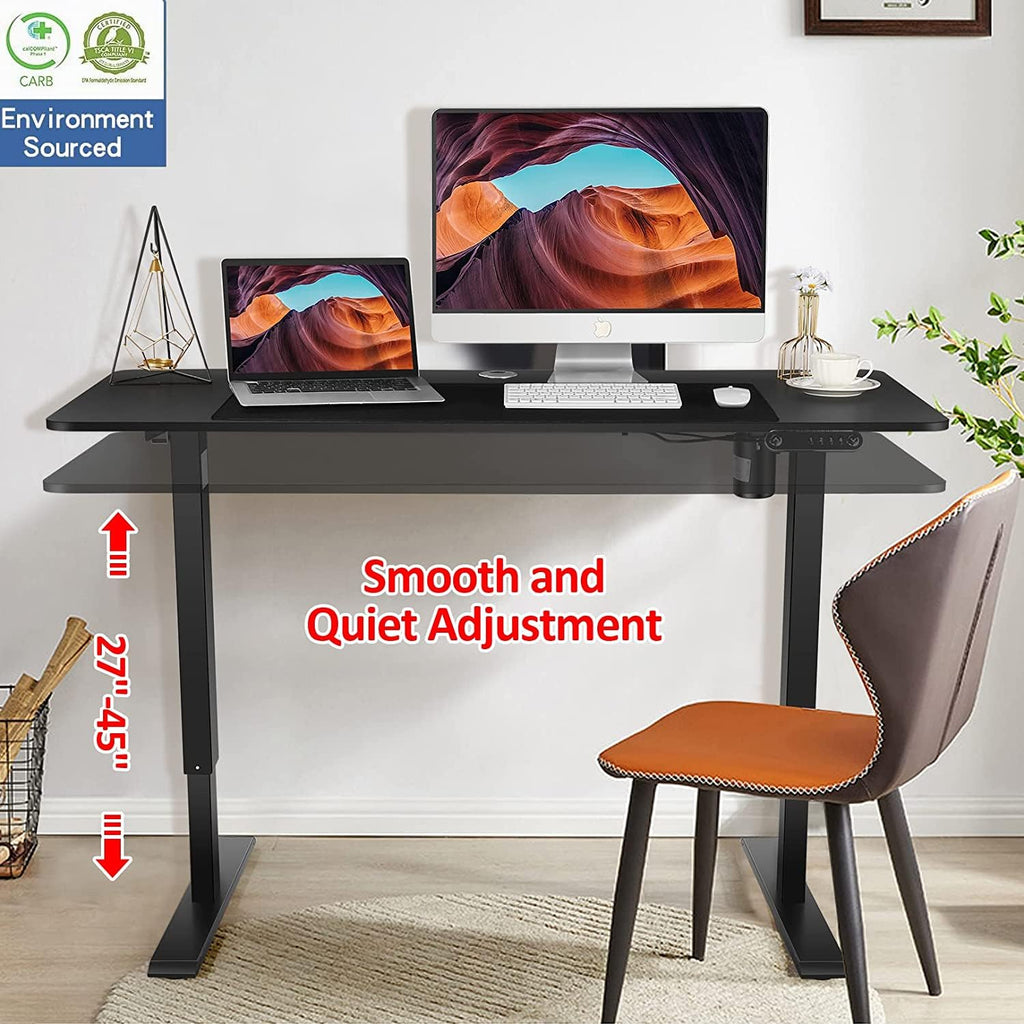 48'' X 24'' Standing Desk Adjustable Height, Ergonomic Home Office Computer Workstations with Wheels, Double Hooks, 4