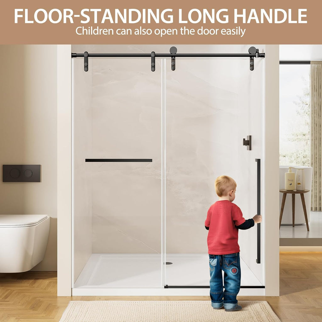 Shower Doors, 44-48" W x 76" H Stainless Steel Sliding Glass Shower Door