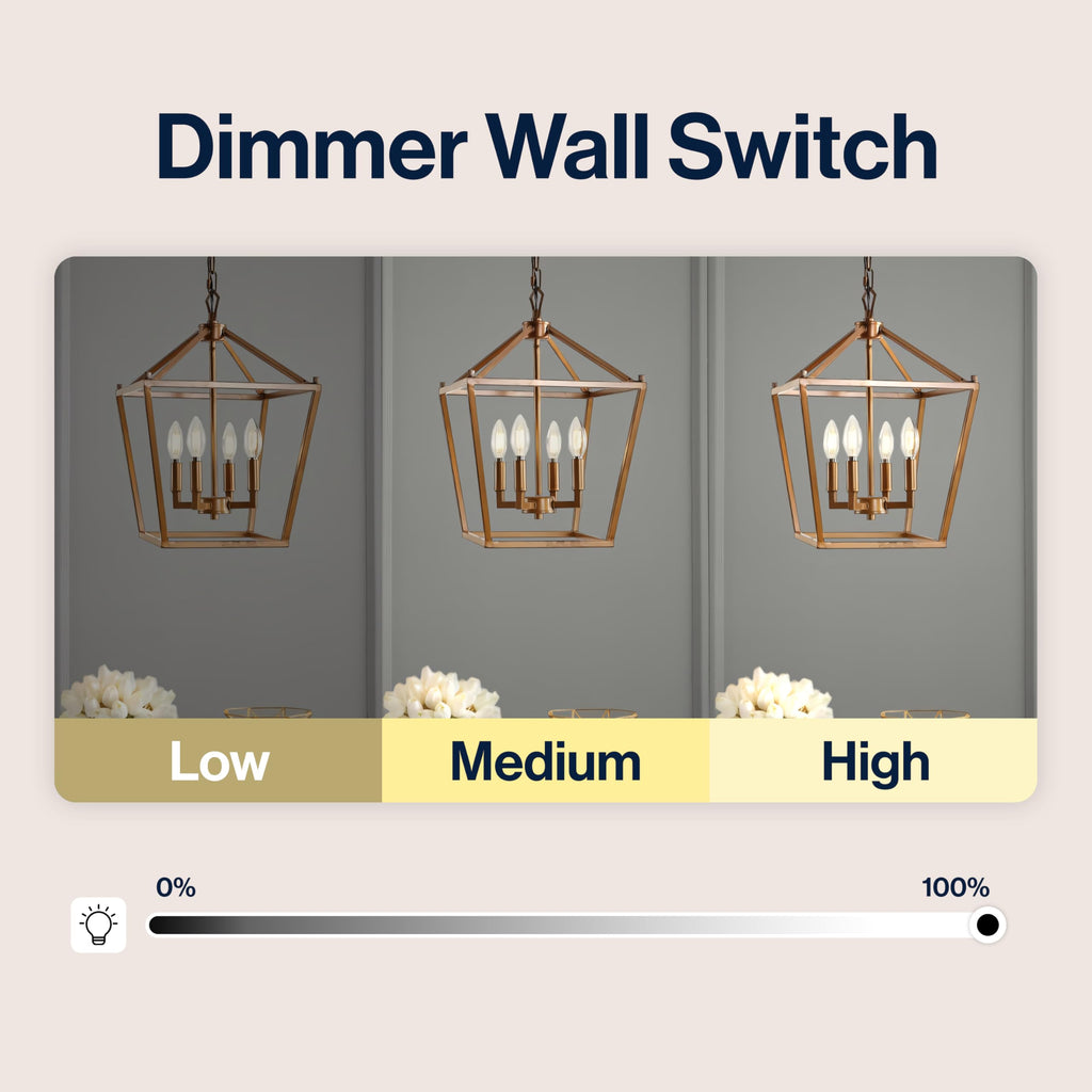Pagoda 4-Light Pendant 12" Cage, Antique Gold