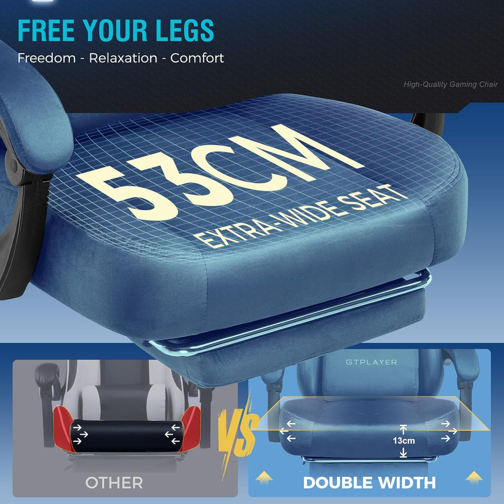 Gaming Chair Fabric with Pocket Spring Cushion, Big and Tall Gamings Chairs 350LBS High Back Computer Chair with