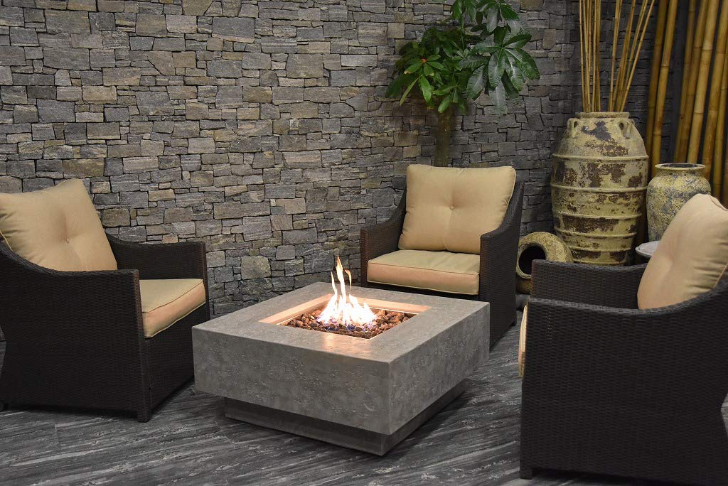 Manhattan Propane Fire Pit Table Cast Concrete 36 x 36-in