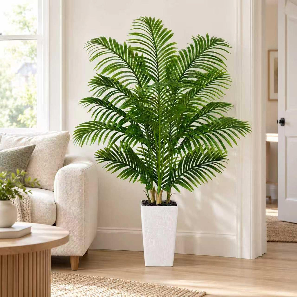 5FT Artificial Palm Tree, Realistic Areca Palm with White Planter