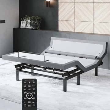 Bliss Adjustable Bed Base Frame Only, Head and Foot Lift, Lumbar Support, Head-Pillow-Tilt, Massage, Under-Bed