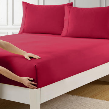 King Size Fitted Sheet Only with Full Elastic & Built in Corner Sheet Straps to Prevent Shifting - Soft & Breathable