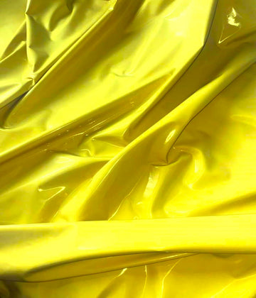 54" Wide Dancewear Shiny Stretch Faux Latex Vinyl Fabric (Yellow, 3 Yards)