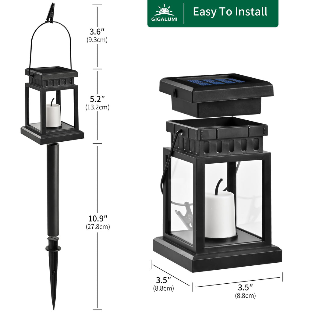 8 Pack Solar Hanging Lantern Outdoor, Candle Effect Light