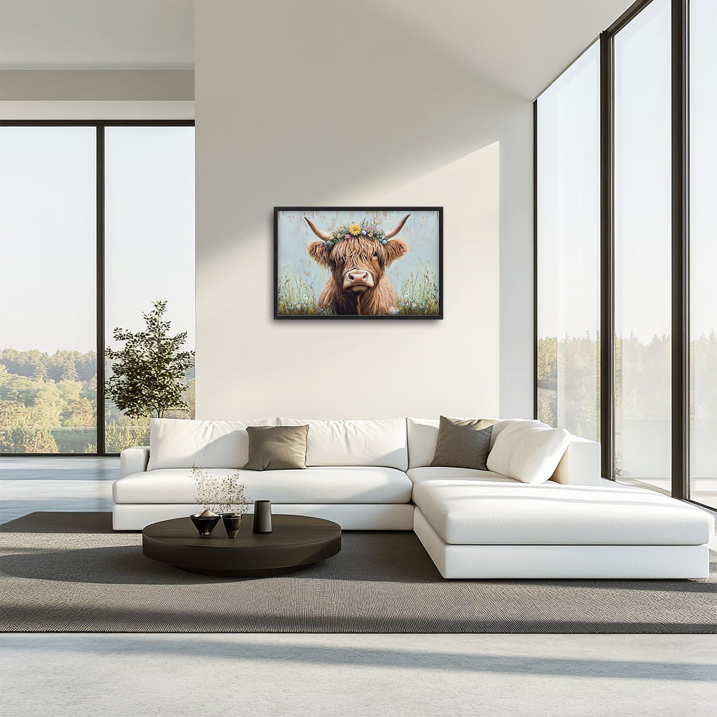 Large Highland Cow Pictures Wall Art 36''x24''
