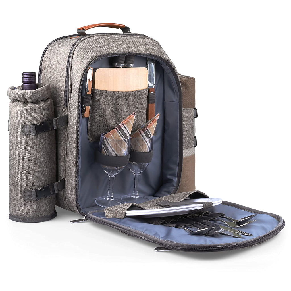 Picnic Backpack for 2 Person, Picnic Basket Set (Brush Beige)