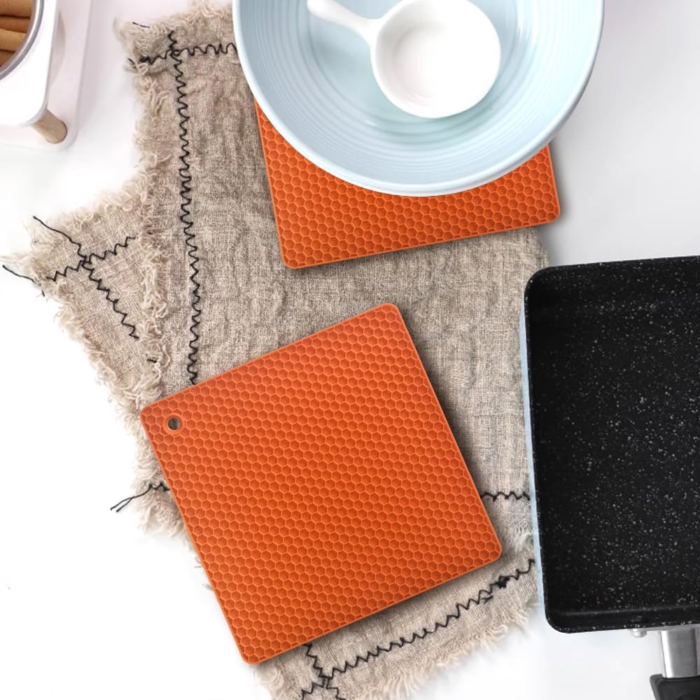 Silicone Square Trivets Mat, 6 Packs Multipurpose Non Slip Heat Resistant Pot Holder-Assorted Color - Set of 6