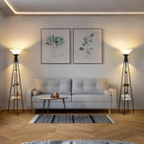 Floor Lamp with Shelves, 69” Tall Torchiere Floor Lamps, 3-Tier Glass Shelf Lamp