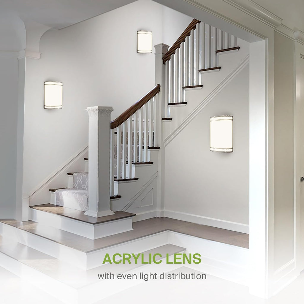 Indoor LED Wall Sconce Lights - 10 Inch 15W Brushed Nickel Modern LED Wall Sconces Hardwired - ETL Dimmable 3000K