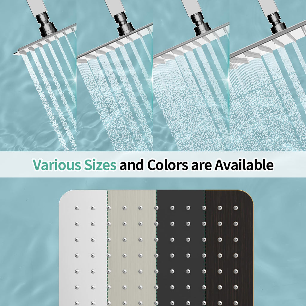 Luxury 10 Inch Large Square Stainless Steel Shower Head High Pressure Rainfall Showerhead Ultra Thin Water Saving