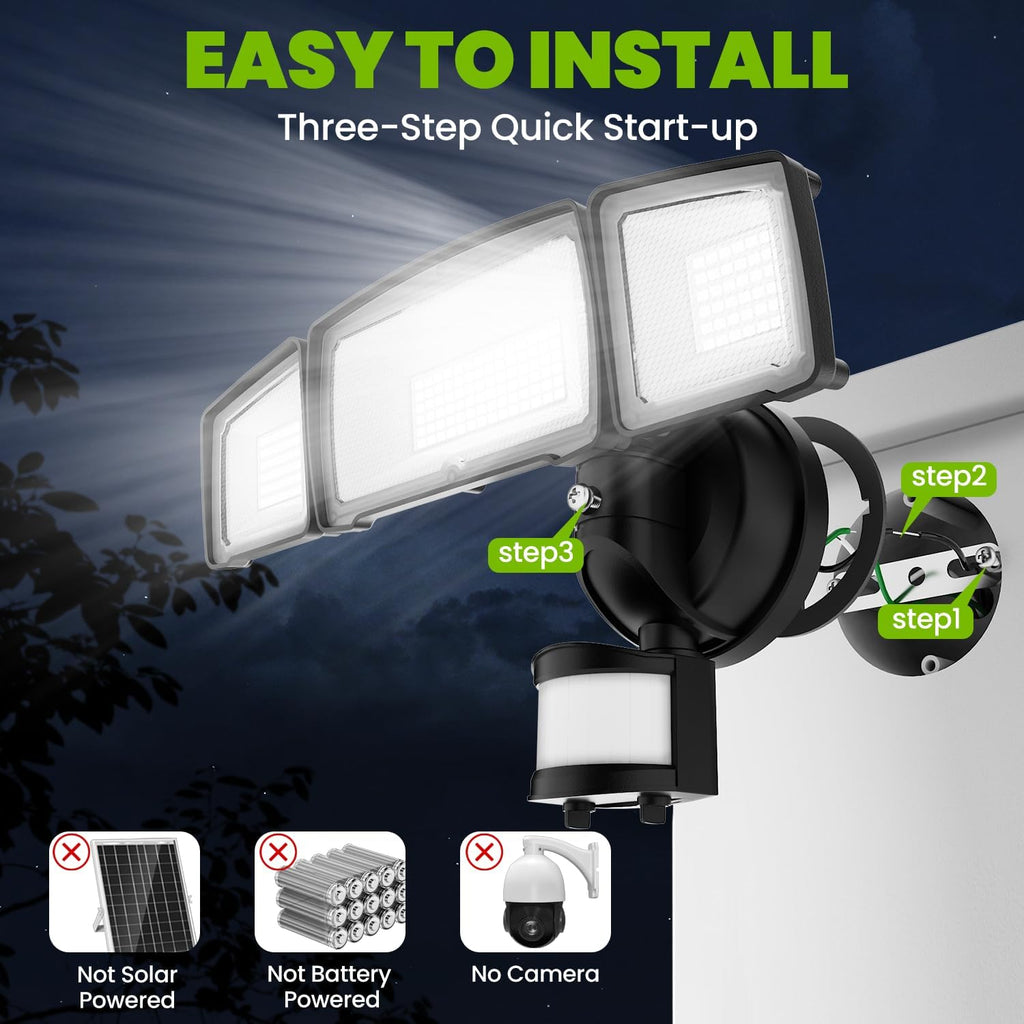 100W Flood Lights Outdoor, 9000LM LED Security Light Motion Sensor Outdoor Lights, 6500K Daylight LED Flood Light
