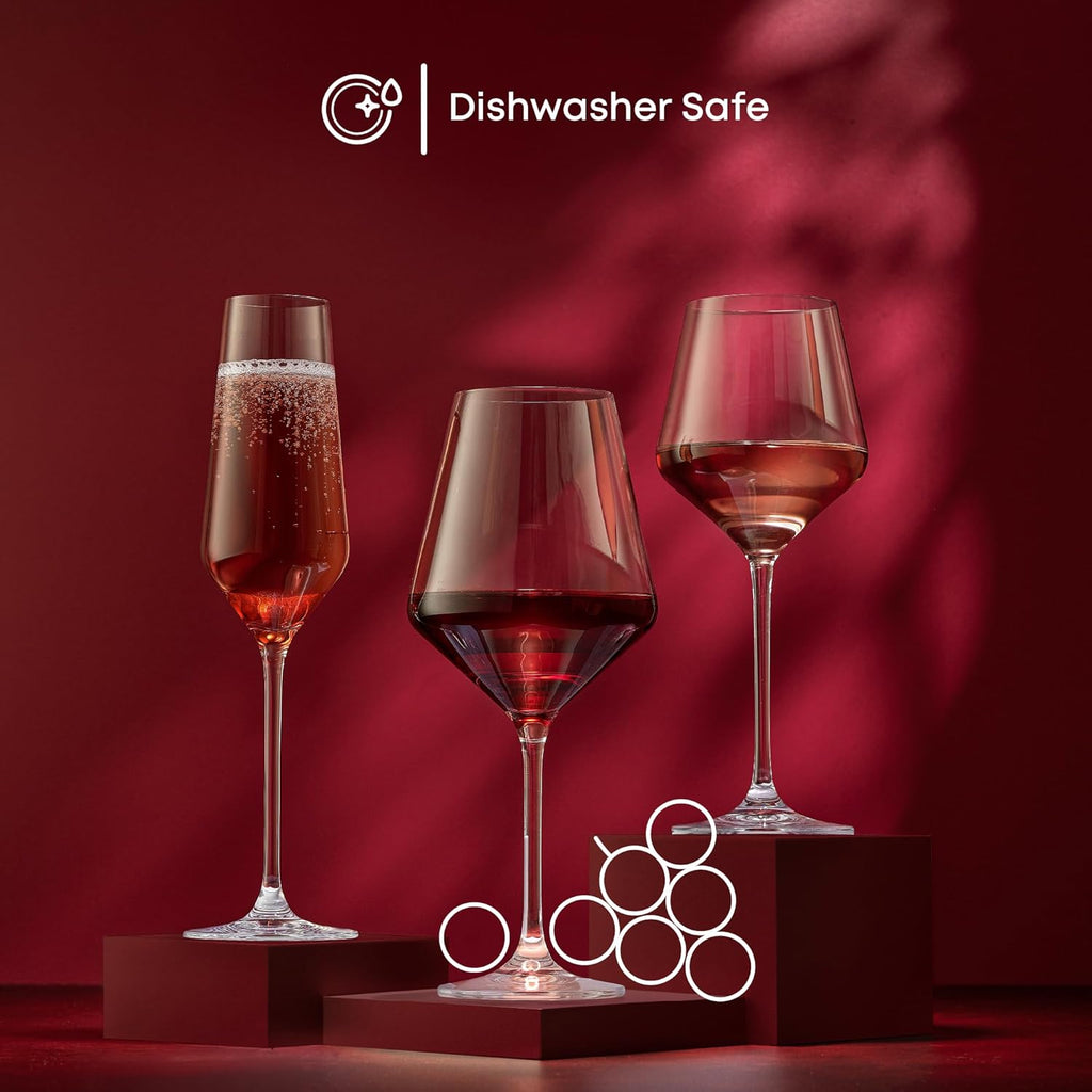 Layla White Wine Glasses, Set of 4 Italian Glasses, 13.5 oz Clear - Made in Europe
