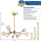 Sputnik Chandeliers for Dining Room Light Fixture Over Table, Modern Crystal Chandeliers, 9 Lights Gold Lighting Fixtures for Living Room Bedroom Kitchen Island A116-B0BJV55QYF