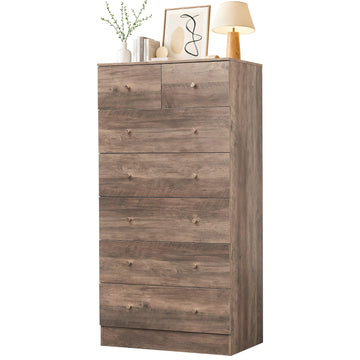 Grey 7 Drawer Tall, Rustic Wood Bedroom Dressers
