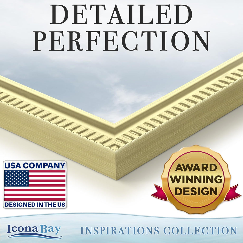 8x8 Picture Frames with 6x6 Mat, Gold, 6 Pack, Contemporary, Inspirations
