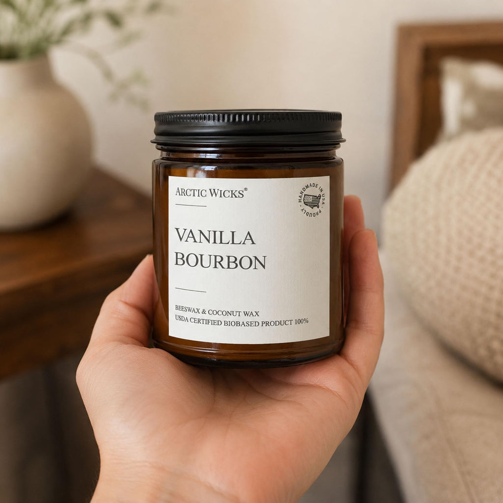 Vanilla Bourbon Candle, 9oz Coconut Beeswax, Non-Toxic