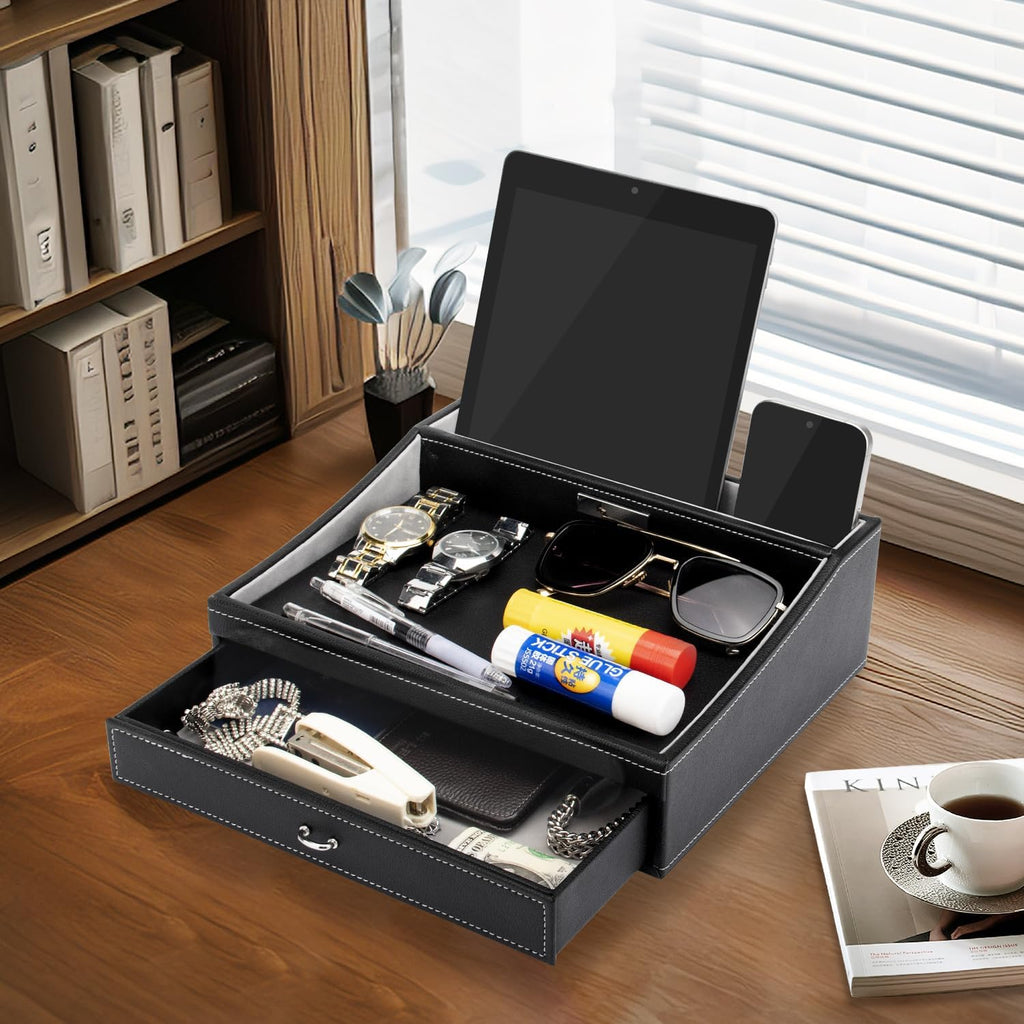 Gifts for Dad Mens Nightstand Organizer, Jewelry Box for Men, Mens Dresser Organizer Countertop, Large Capacity