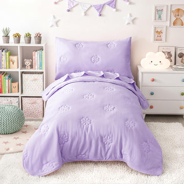 Toddler Bedding Set for Girls Boys Kids Comforter Set Light Purple