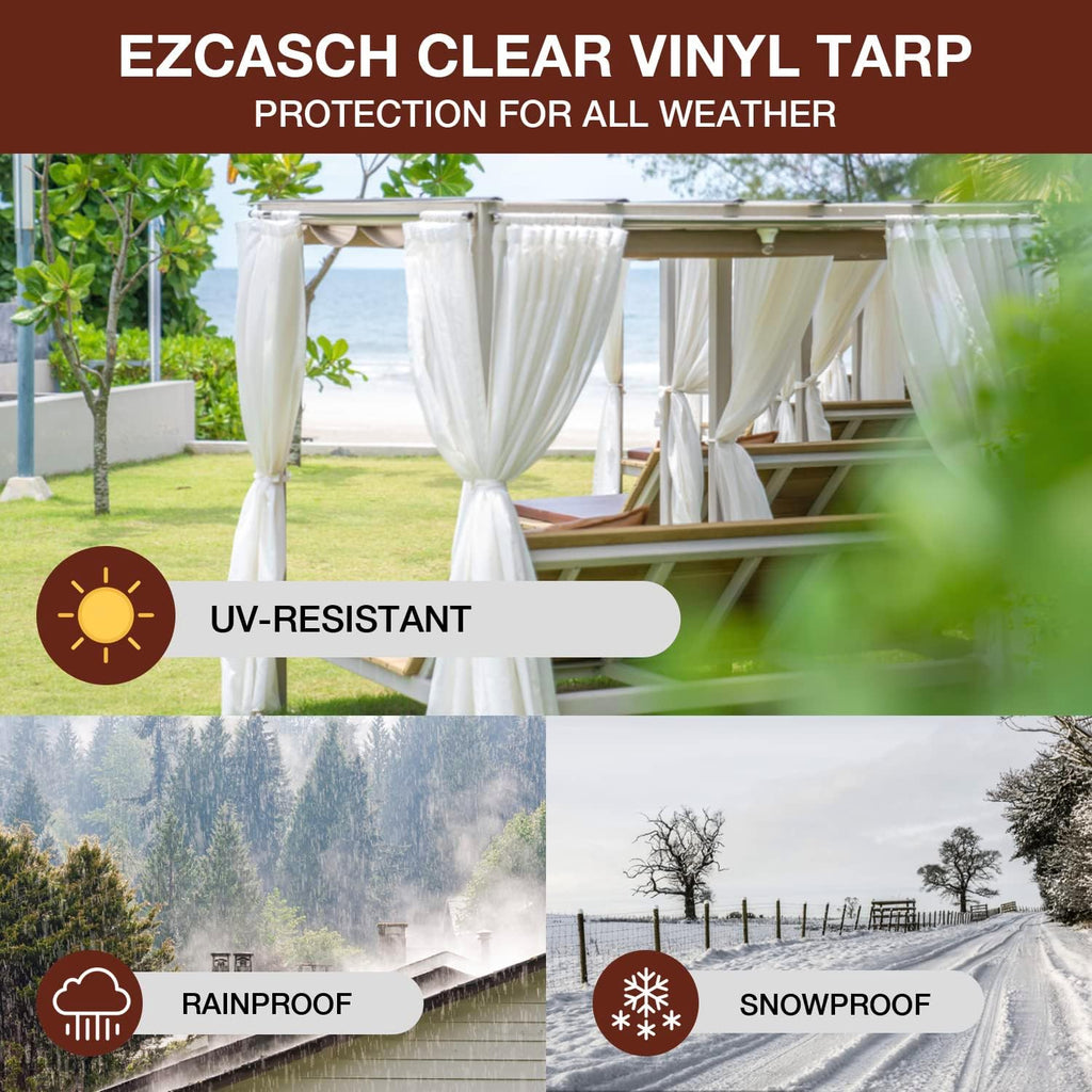 20 Oz Outdoor Vinyl Curtain, Outdoor Clear Panel Curtain, Weather Resistant Outdoor Curtain for Pergola, Porch