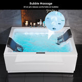 Whirlpool Bathtub 2 Person Jetted Bathtub 71" Massage Whirlpool Tub with 18 Water Jets+20 Air Jets,3 Sided Apron