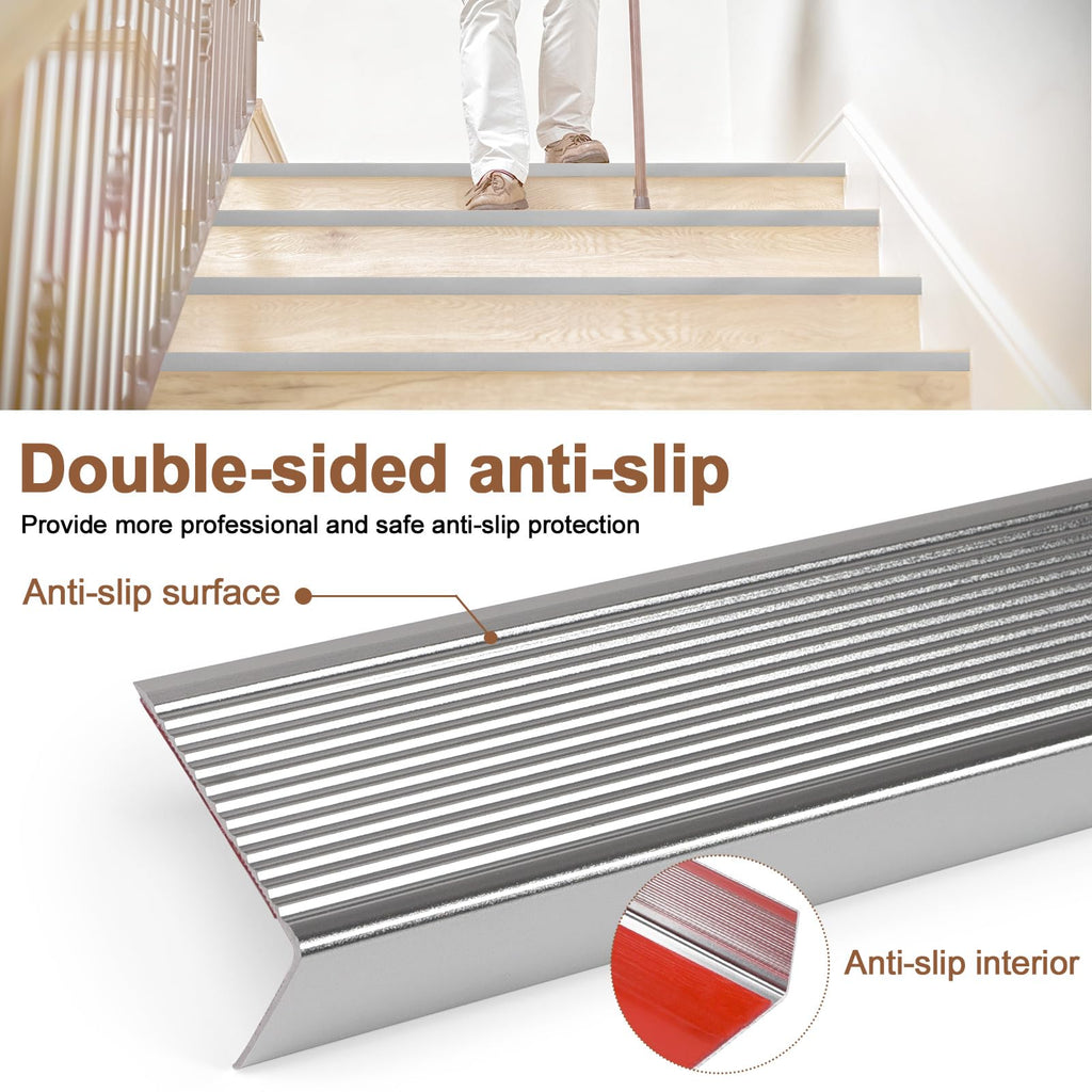 36" Metal Stair Nosing, 10-Pack Stair Edge Protector, Silver