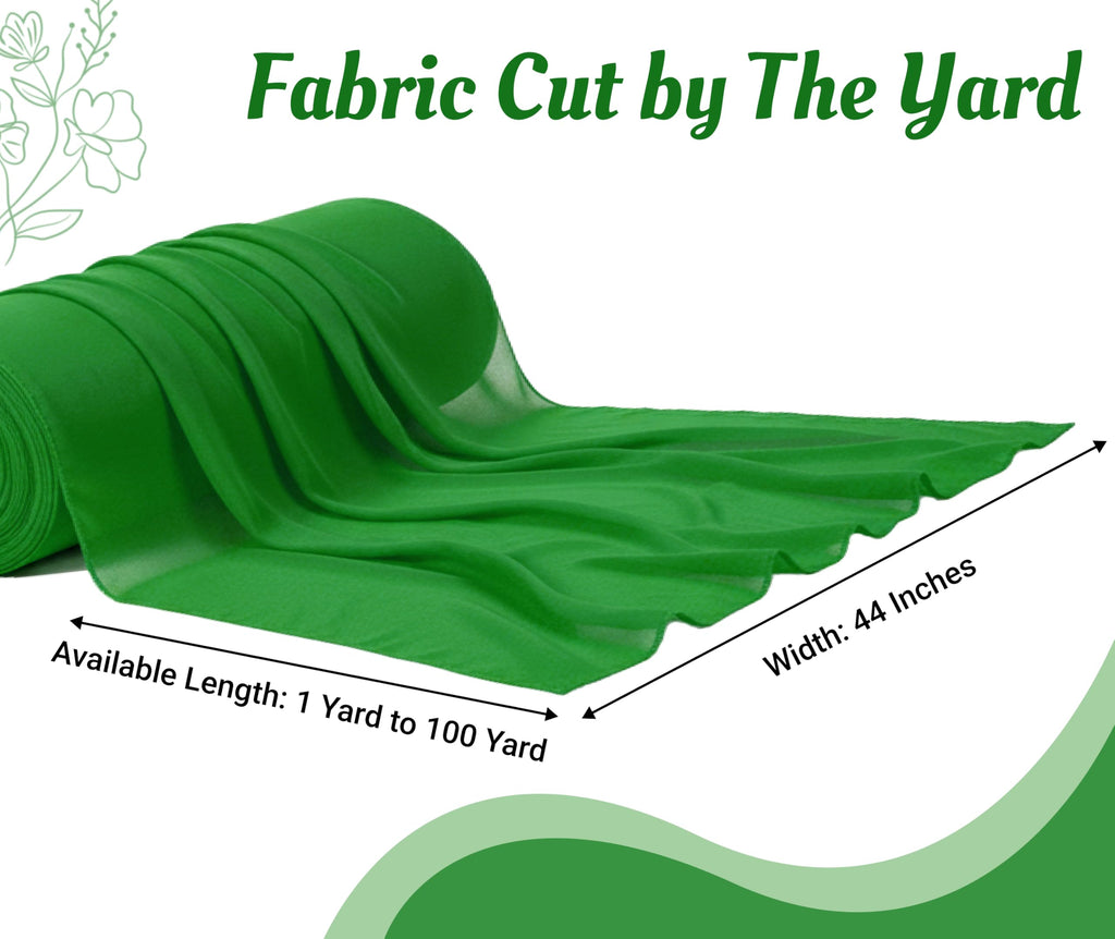 5 Yard Chiffon Fabrics, 44" Wide, Lightweight, Sheer - Green