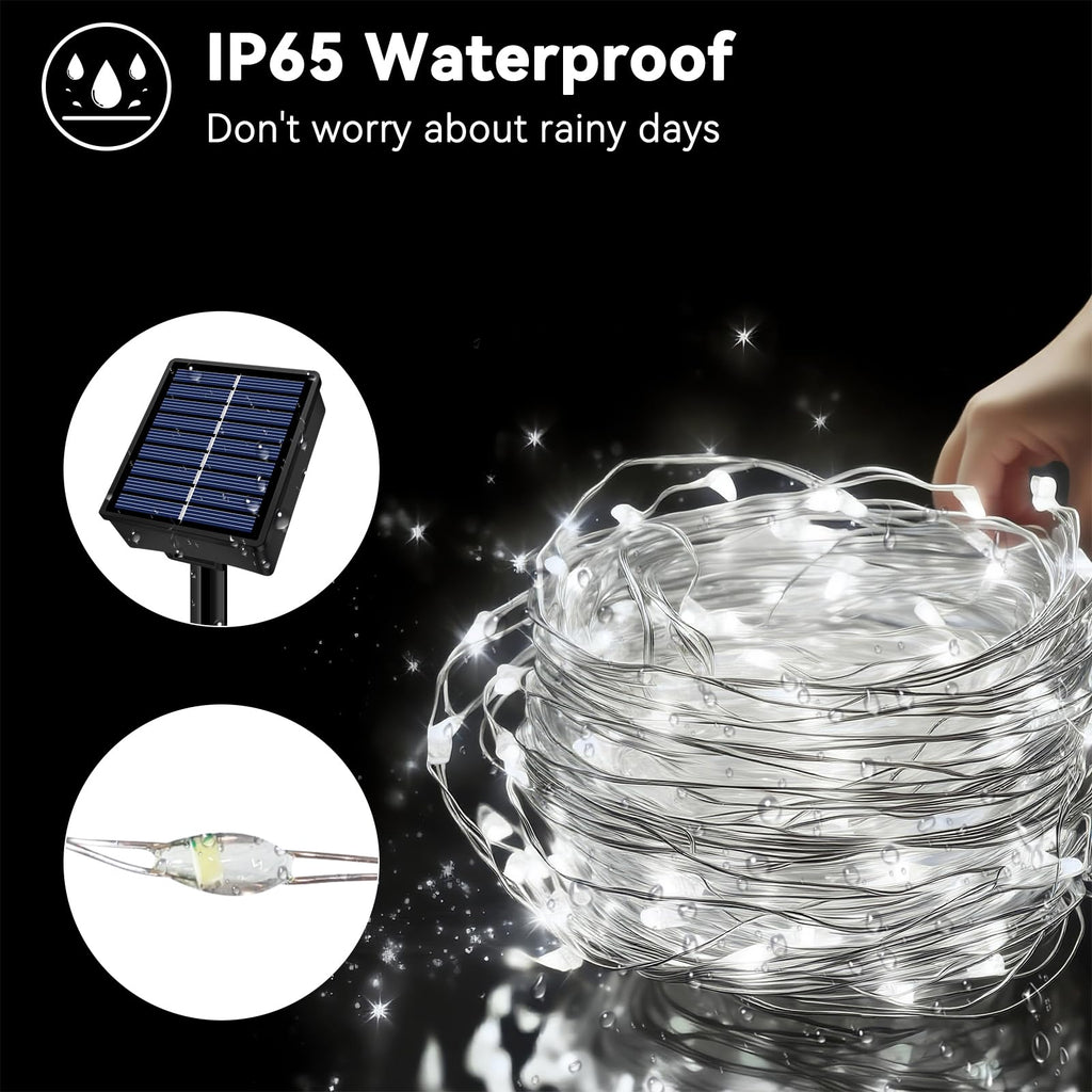 Solar String Lights Outdoor Waterproof 6 Pack Total 198ft White