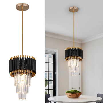 Crystal Chandelier Gold Pendant Light Fixtures Modern Round Crystal Pendant Light Island D9'' Luxury Hanging Light